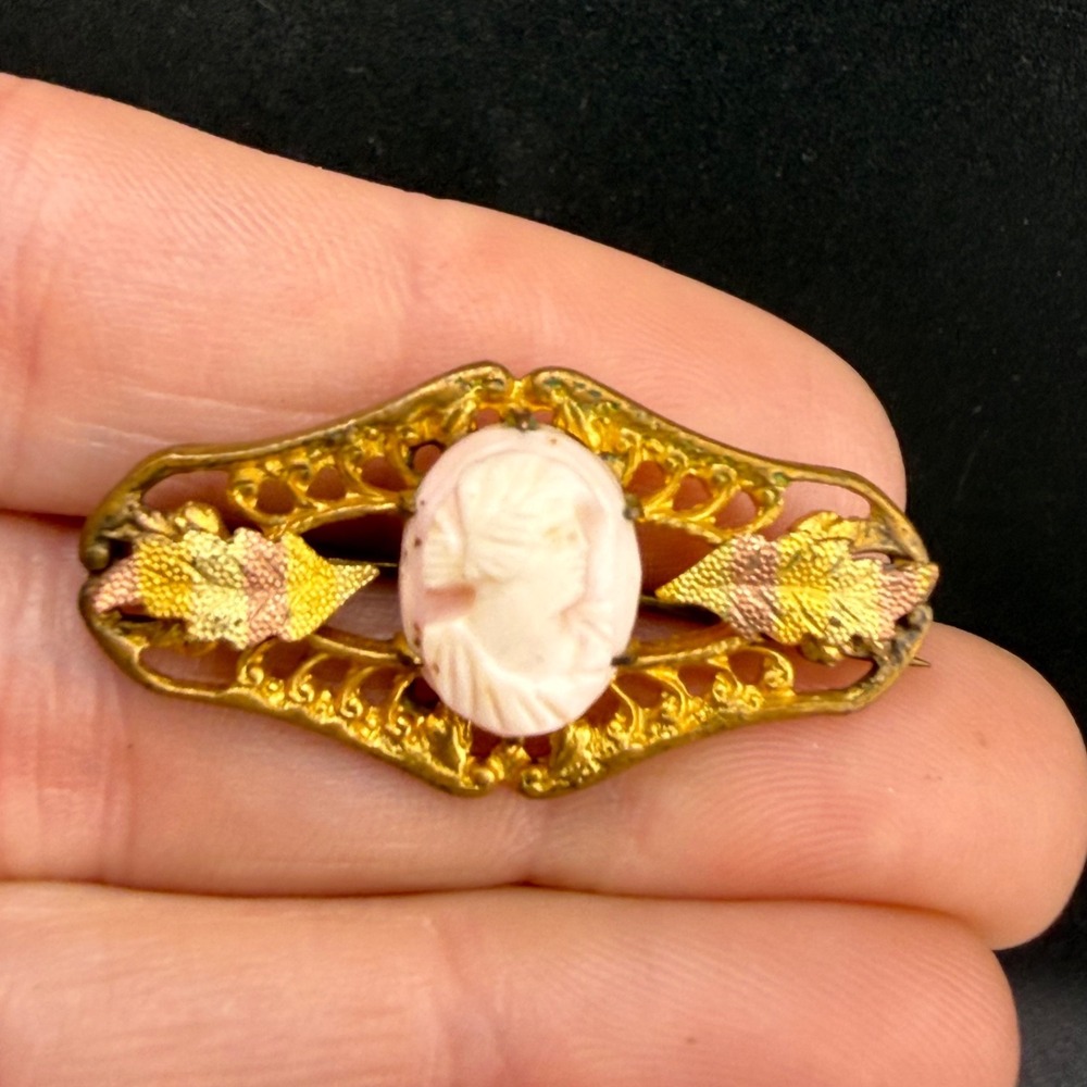 Vintage Cameo Brooch‎ Gold Filled  Victorian